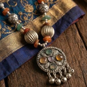 Moonlit Silver Beads neckpiece