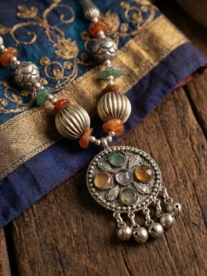 4 Moonlit Silver Beads neckpiece